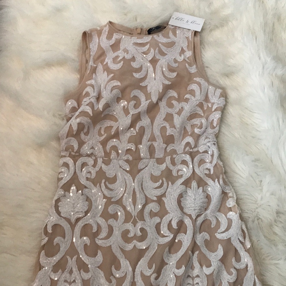 BNWT Boutique sequin white and nude maxi dress M/L